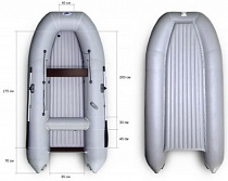 картинка Надувная лодка РОТАН 380 НДНД (фанерные банки) цвет серый от магазина