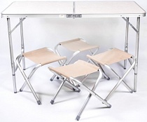 картинка Стол+стулья Woodland Picnic Table Set, 1200x60x70см(алюминий с отв. под зонт) от магазина